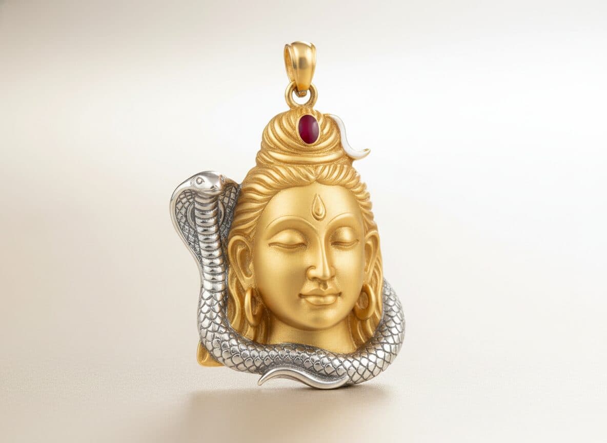 Gold Lord Shiva Face Pendant