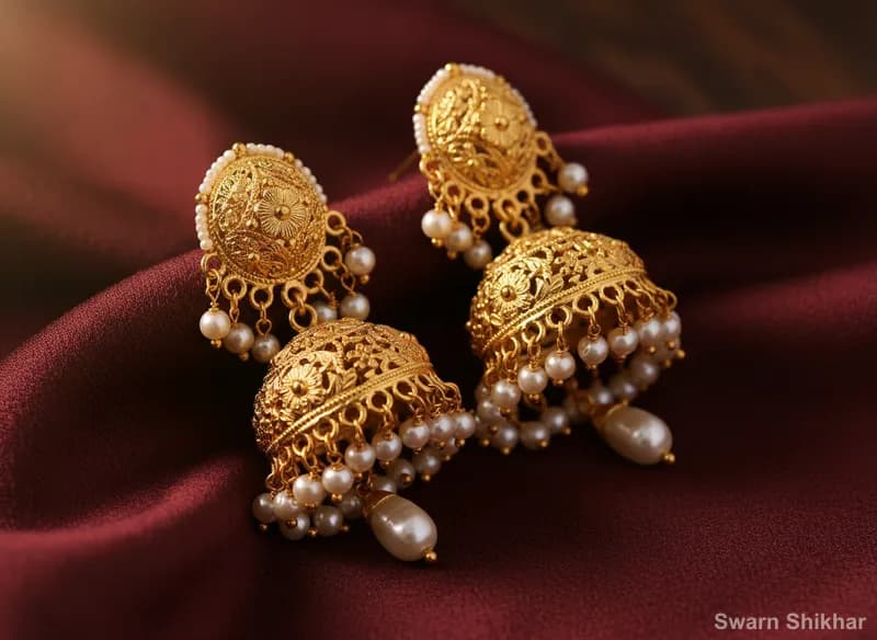 Gold Jhumka Earrings