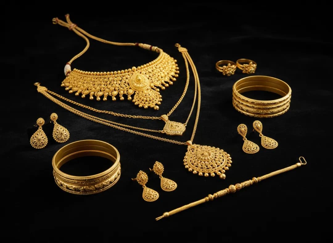 Gold jewelry showcase