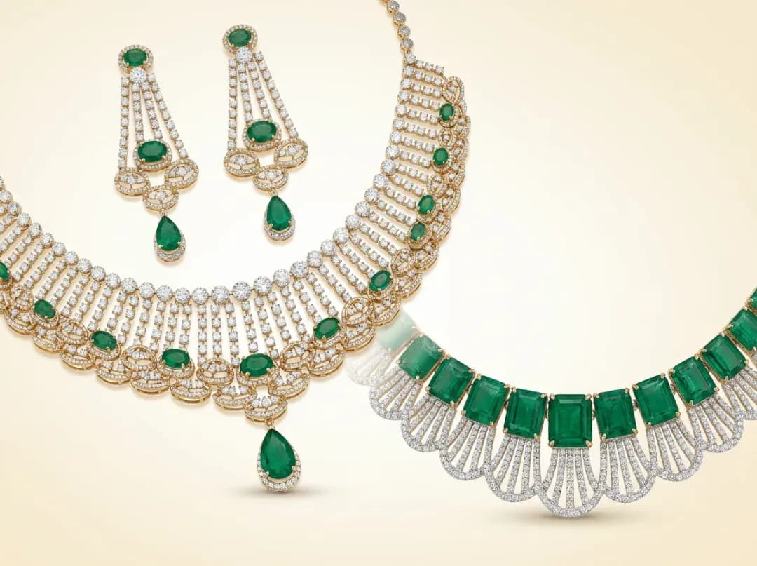 Diamond and Emerald Necklace Set